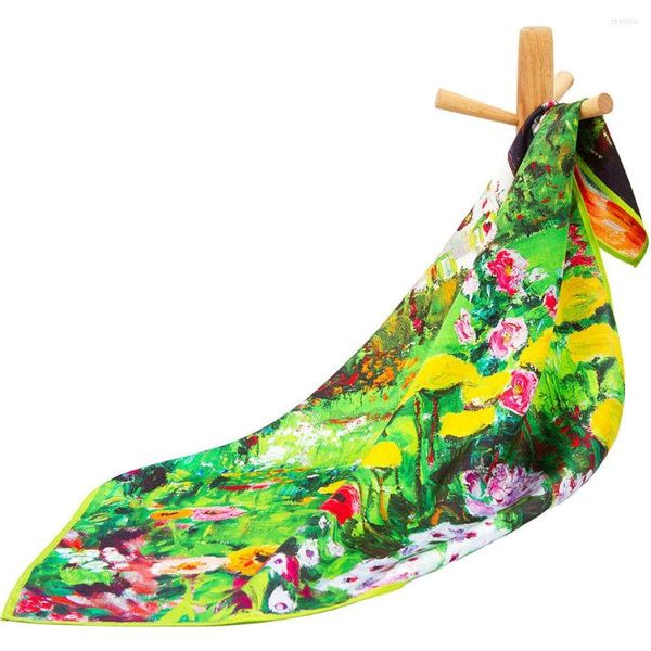 Sciarpe Bandana di seta pura Sciarpa per capelli femminile Fiori in fazzoletto da giardino Fascia per capelli da donna naturale Fazzoletto da taschino per abito da uomo