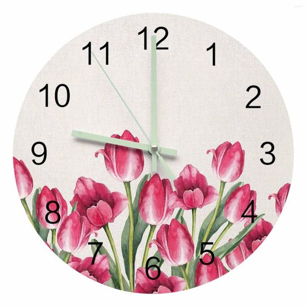 Настенные часы весна акварели цветочный тюльпан