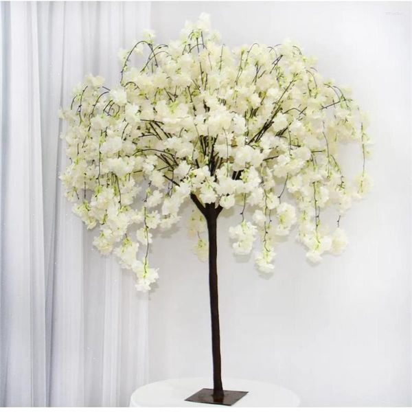 Flores decorativas Chorando Flor de Cerejeira Desejando Árvore Flor Artificial Plantas Centro de Mesa de Casamento Loja El Christmas Home Decor