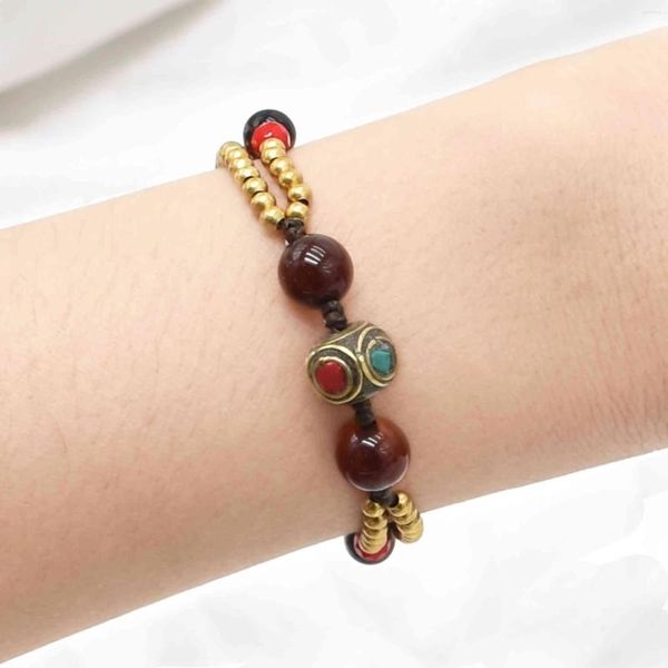 Pulseiras de elo corda de mão pura tecida cor turquesa contas pulseira para mulheres meninas boêmio étnico tribal festival jóias