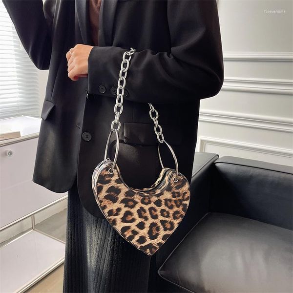 Bolsas de noite Moda em forma de coração Feminina Ombro Feminino Axila Bolsa de mão pequena Designer de tendências Bolsa de couro sintético mini correntes