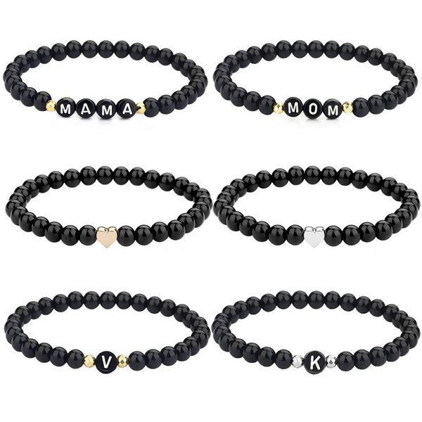 Pulseira DIY com contas de vidro, pulseiras personalizadas com nome de 26 letras para casais, amigos e amuletos da sorte. Jóias Drop Delivery Dhzkd