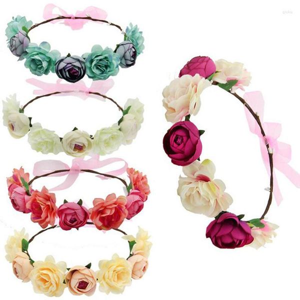 Dekoratif Çiçekler 10 PCS/LOT Bohemia Kadın Headdress Çiçek Kamu Kamelya Bud Bez Çiçekleri Saç Bandı Gelin Giyim için Saç Aksesuarları