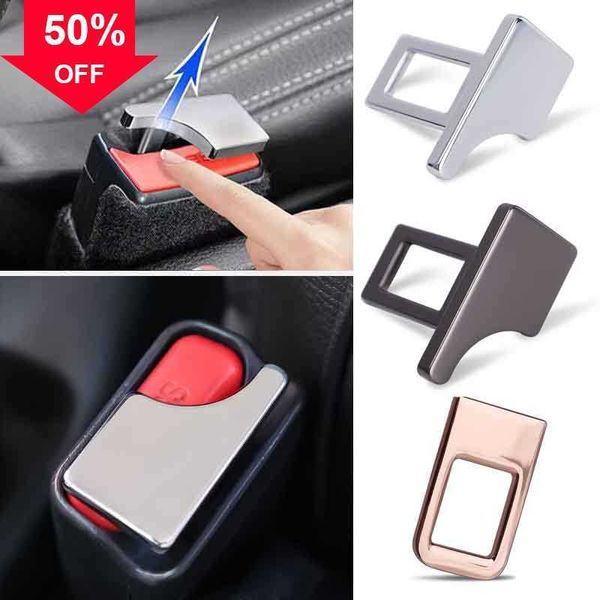 Novo 1/2pcs assento de carro escondido fivela de cinto de segurança clipe de inserção de metal cartão fivelas de assento interior automático alerta silenciador cinto de segurança acessórios