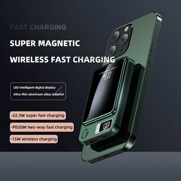 LOGO personalizzato gratuito 10000mAh Super Power Bank magnetici PD20W Batteria esterna a ricarica rapida wireless 15W Powerbank portatile per Iphone Huawei