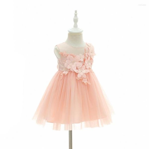 Девушка платья розовые свадьбы Цветочное детское платье 1 2 -летняя формальная одежда 18 -месячного малыша vestido rbf184006