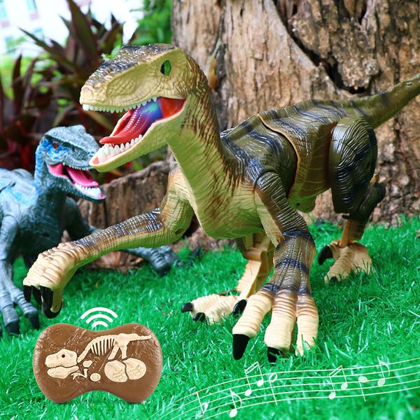 2.4G RC Dinosaur Raptor Velociraptor Simulazione Animale Telecomando Jurassic World Electric Walking Dinosaur Giocattolo per bambini Regalo