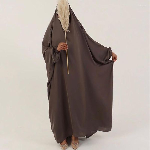 Abbigliamento etnico Donne musulmane Jilbab Abito da preghiera monopezzo Abaya con cappuccio Manica lunga Modestia islamica Dubai Abito nero saudita Abito turco