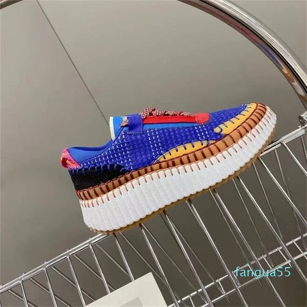 2023-Designer Kadınlar Sıradan Ayakkabı Spor Ayakkabıları Yeni Desen Posta Posta Tuval Gökkuşağı Sneaker Çalışma Spor Ayakkabı Geri Dönüşümlü Mesh Kumaş Boyutu 35-42