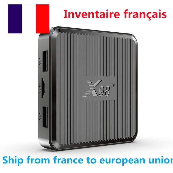 França tem estoque X98q Tv Box Quad Core Media Player Android 11.0 Amlogic S905W2 2G16G Tvbox 1G8G Av1 2.4G 5G Wifi 4K Hdr Youtube Vs Tx3 Mini