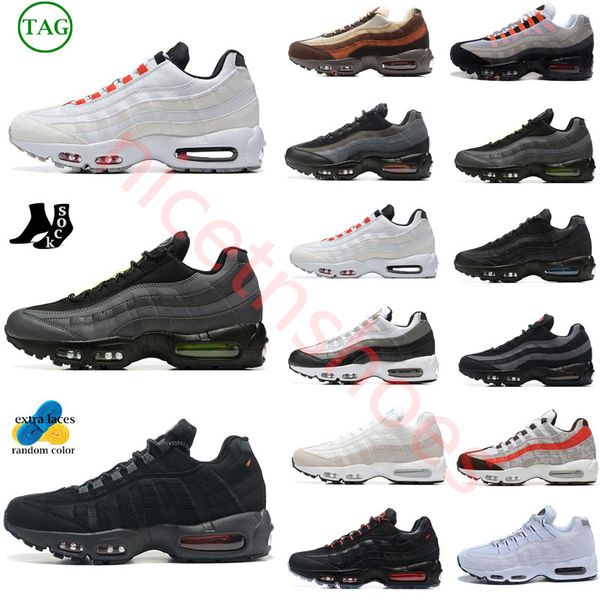 Männer Frauen Laufschuhe 95 Triple Black White Yellow Neon Light Blue Solar Red Smoke Grey Midnight Navy Outdoor Sprots Sneakers Große Größe 12 46