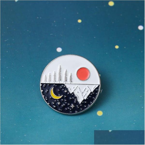 Pins Broschen Eisberg Sonne Mond Paar Brosche Niedliche Cartoon-Pins für Outdoor-Vibes Drop-Lieferung Schmuck Dh6Bd