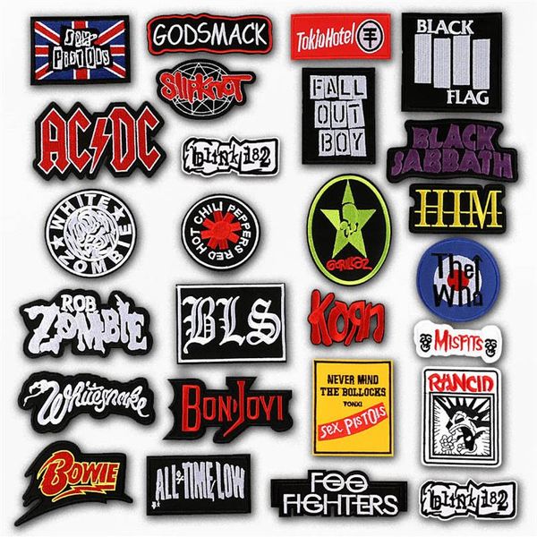 Band Rock Music Acessórios bordados Patch Applique Cute Patches Fabric Badge Garment DIY Apparel Badges293s