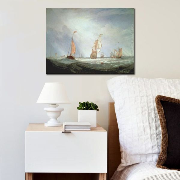 Arte Decorativa Helvoetsluys Navios Saindo para o Mar Joseph William Turner Pintura em Tela Paisagens Marítimas Pintadas à Mão