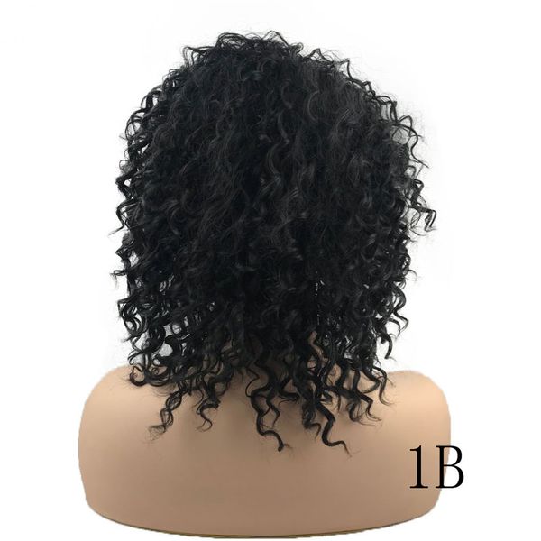 Perucas de cabelo curto encaracolado feminino gradiente de alta temperatura seda perucas de cabelo humano preto lado parte peruca afro onda natural perucas completas para mulheres150% macio e confortável