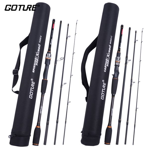 Varas de pesca para barco Goture Xceed 4 Seções Travel Rod Com Fuji Guide Ring Carbon Fiber 1.98 3.6M Spinning Casting Lure For Carp 230609