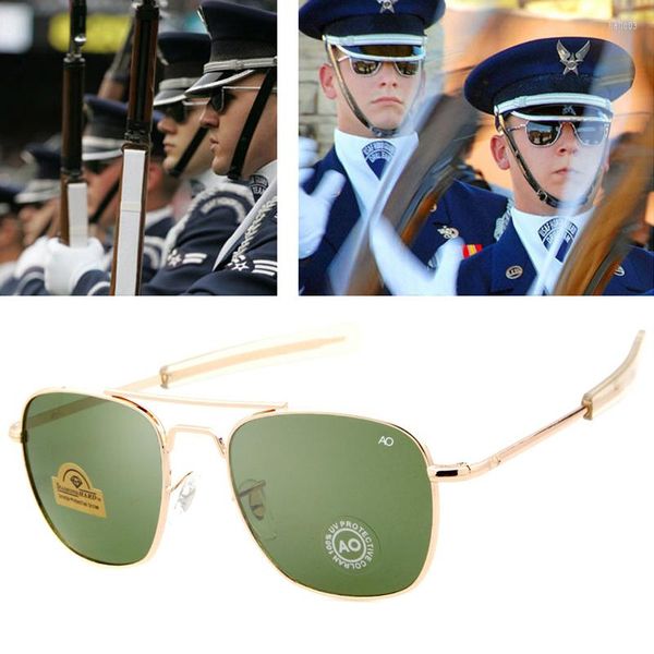 Óculos de sol 2023 AO 8054militar Fashion Army To Pilot 52mm marca americana lente vidro óptico