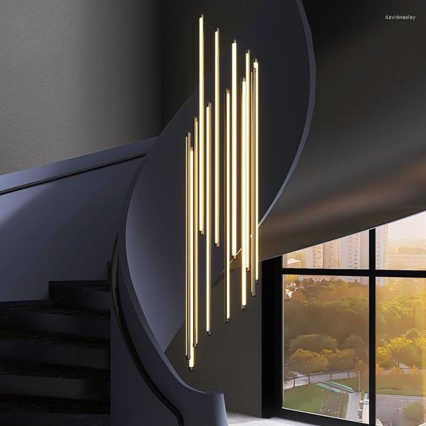 Lustres Pingente Lâmpada Led Art Lustre Luz Moderna Tubo de Alumínio Escada Loft Living Sala de Jantar Decoração Luzes Penduradas Luminária