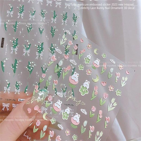 Adesivos para embrulho de presente Flores Animais Em relevo 3D Nail Art Decalques Stricker Suprimentos Decorações Manicure Acessórios Para Telefone