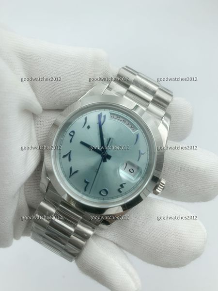 Mens Automático Mecânico Movimento Asiático Relógio 40mm Algarismo Arábico Mostrador Azul Gelo Relógios Fecho Dobrável Design À Prova D' Água Relógios de Pulso Negócios 228236 BP Factory