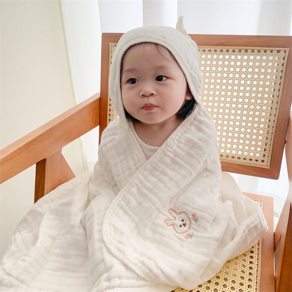 Capa de algodão com capuz de seis andares para bebês classe A Toalha de banho com capuz para crianças