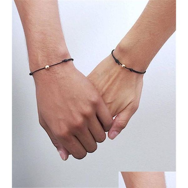 Charm Bracelets Handmade Heart Crown Bracelet Lucky Red String Cera Corda Amizade Jóias Drop Delivery Dhqpc