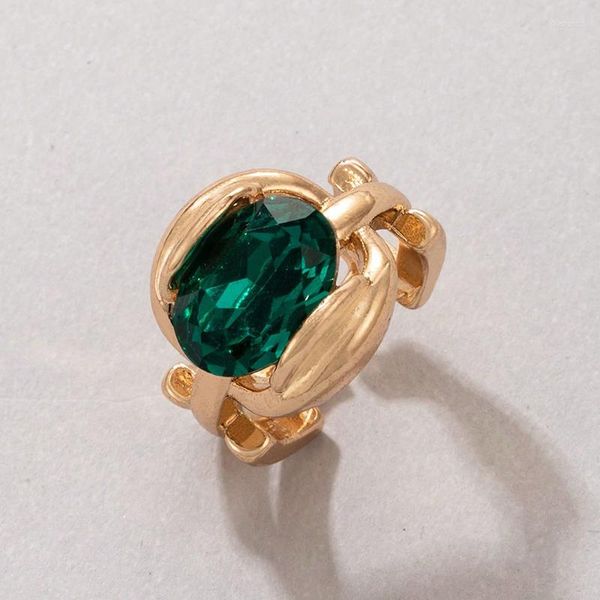 Неклеты европейский и американский стиль ближневосточный металлический кольцо одно зеленое камень инкрустированная женская легкая роскошная вечеринка