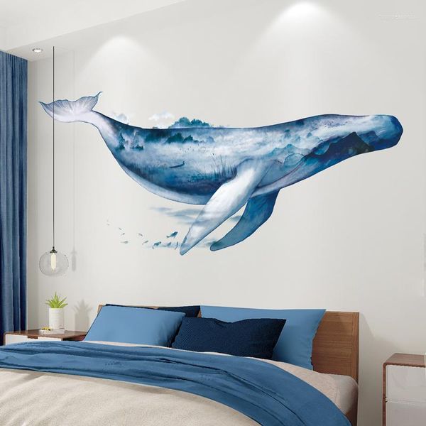 Adesivi murali Creativo Balena Camera da letto Soggiorno Decorazione Carta da parati Poster autoadesivo 3D Teen Decor Pegatinas De Pared
