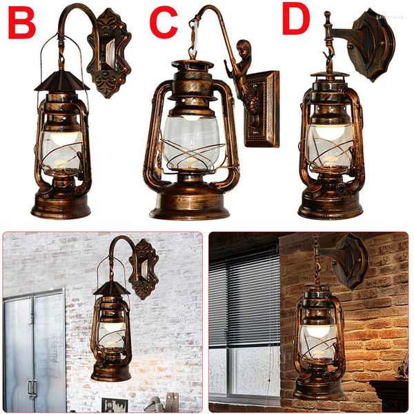 Lampade da parete 1PCS Vintage LED Lamp Barn Lantern Retro Kerosene Light Stile antico europeo in Vintag industriale