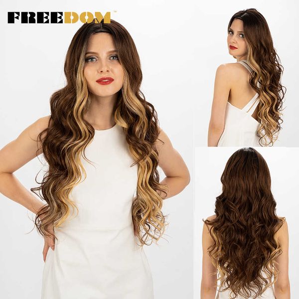 13x4 Lace Front Peruca perucas sintéticas para mulheres negras 30 polegadas de comprimento natural ondulado loiro arco-íris perucas de cosplay 230524