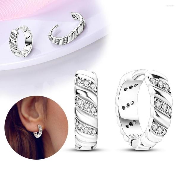 Creolen Korea klein gefüllt für Teenager Frauen Mädchen Spirale Twist Silber Farbe Hochzeit Schmuck Ohrring Geschenk 2023