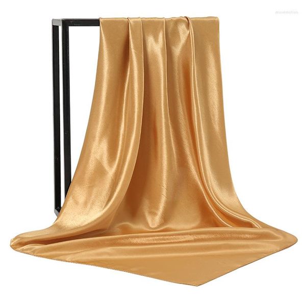 Schals 90/90 cm Plain Satin Seide Quadrat Schal Frauen Frühling Hals Krawatte Schal Kopf Wraps Weibliche Haar Handgelenk headkercheif Hijab Bandana