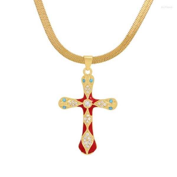 Anhänger Halsketten Kreuz Serpentin Halskette Mode Schwarz Bronze Zirkon Öl Tropfen Schmuck Für Frauen Kragen Hombre Cool Bijoux Femme