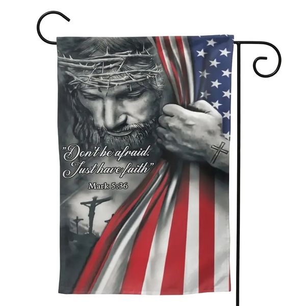 1pc generico non aver paura, basta avere fede bandiera cristiana Gesù bandiere americane decorazioni per interni ed esterni banner per la casa all'aperto bandiera cortile decorazione