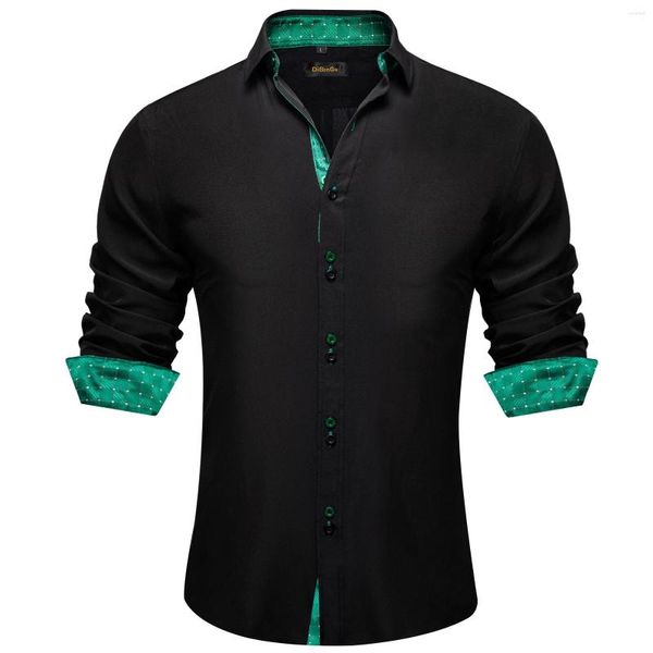 Camicie casual da uomo 2023 Mens tinta unita nera e verde a quadri Paisley poliestere Abbigliamento da uomo di lusso Abito da cerimonia nuziale Camicia di cotone Camicette