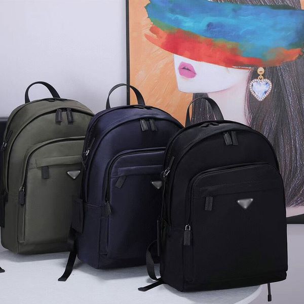 Clássico luxo masculino e feminino mochila de tecido de náilon impermeável grande capacidade lazer viagem pára-quedas zíper mochila masculina saco de computador