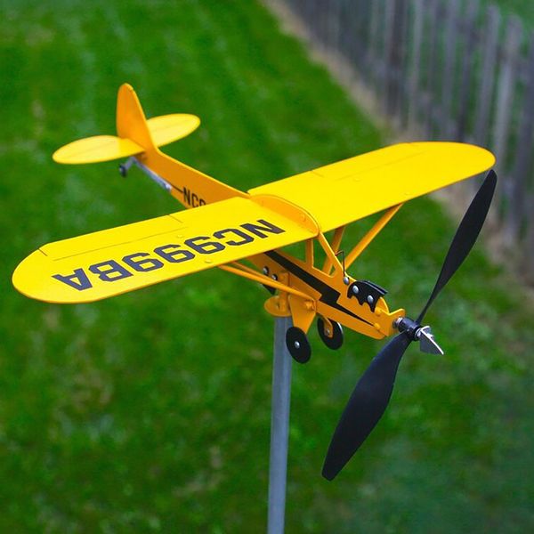 Decorazioni da giardino Girandola a vento per aeroplano unica| Banderuola per girandola da giardino Bellissimo mulino a vento in metallo Aeroplano classico da esterno 230609