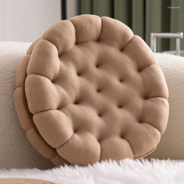 Almohada Sandwich Galletas Sofá Cojines de cintura Hogar Sala de estar Decoración Tela de terciopelo redondo Cojín trasero Cama Asiento sólido