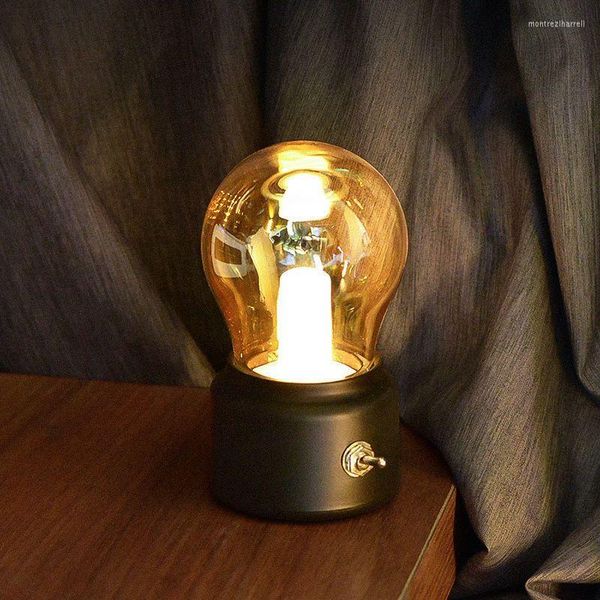 Lampade da tavolo Lampadina retrò USB Stile britannico creativo Ricarica piccola lampada da notte a LED a risparmio energetico Mini atmosfera da comodino