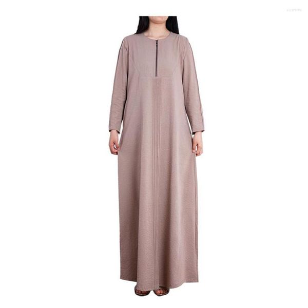Roupa étnica Simples Robe Muçulmano Feminino Vestido Longue Confortável Algodão E Linho Respirabilidade Kaftan Turquia Árabe Eid Abaya Islam Femme