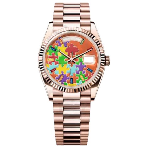 Stile di tendenza per il tempo libero roex Macchinari per orologi in oro rosa Nuovo movimento 8215 zaffiro 36mm 41mm 904L Acciaio inossidabile pieno impermeabile Luminoso Oro montre Regalo di Natale