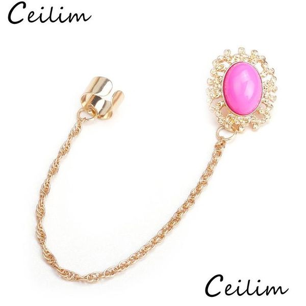 Ohrmanschette 1 Stück Quaste Kette Clip Ohrringe Grün Rosa Acryl Charms Lange Aussage Für Frauen Punk Einzelner Ohrring Großhandel Drop De Dhokf