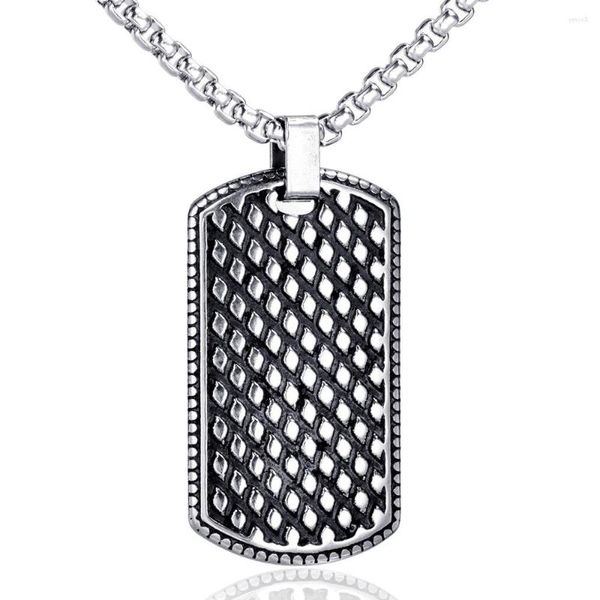 Colares com Pingente de Aço Inoxidável Vintage Dog Tag Colar Masculino Militar Soldado Jóias Com Corrente de 60cm