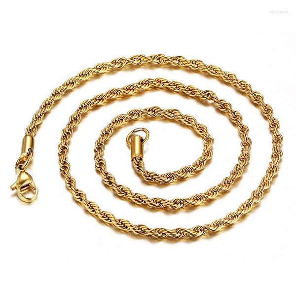 Catene Fashion Twisted Rope Link 3/5mm Collana in acciaio inossidabile color oro per uomo Donna Gioielli catena Hip Hop Regali