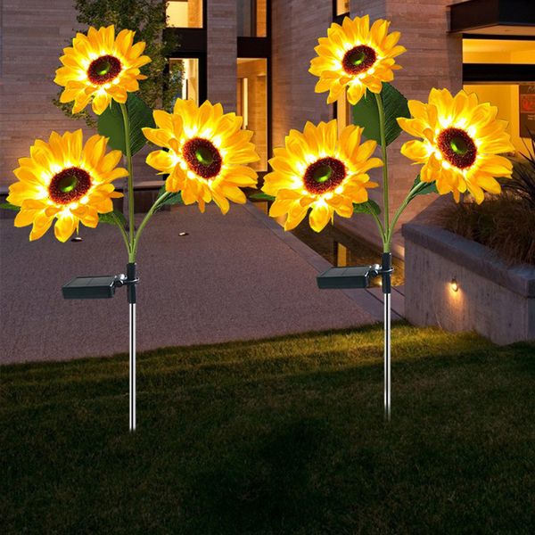 Gartendekorationen LED Solar Sonnenblumen Rose Blumenlicht Home Dekorative Lichter Dekoration Rasenlampe Wasserdicht Landschaft 230609