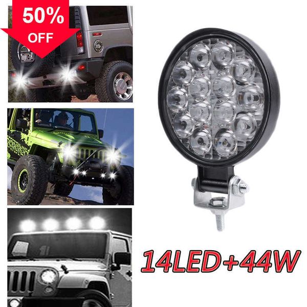 Carro novo LED redondo 42W 14LED Luz de trabalho dianteira do carro Farol de neblina 12V 24V Economia de energia Alto brilho Longa vida útil à prova d'água