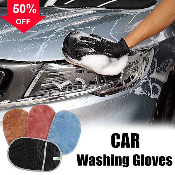 Neue Korallen Samt Auto Waschen Handschuhe Einseitige Auto Styling Weiche Reinigung Pinsel Motorrad Waschmaschine Pflege Autos Reinigung Werkzeuge Accesorios