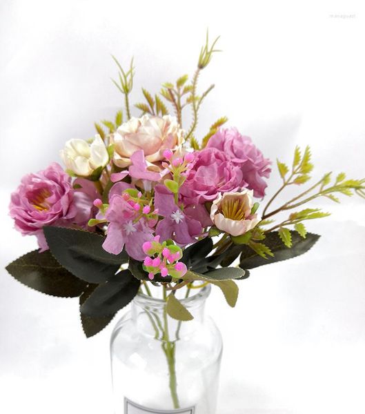 Dekoratif Çiçekler Vintage Peony Yapay Penoy Gül Gelin Buket İpek Düğün Partisi Dekorasyon Ev Dekor