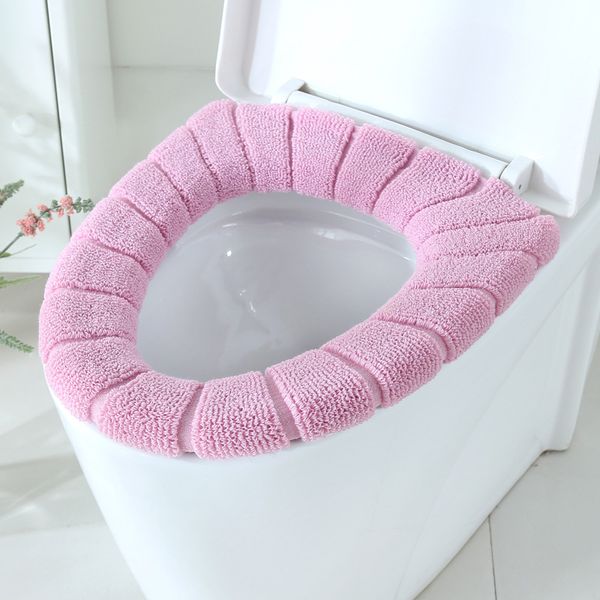 Coprisedile WC universale Inverno Caldo Morbido Tappetino WC Cuscino da bagno a forma di O con manico inverno Mantieni caldi accessori da bagno