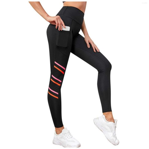 Calças ativas moda feminina listradas finas longas leggings esportivas ioga cintura alta magra emagrecimento coxas mais magras academias